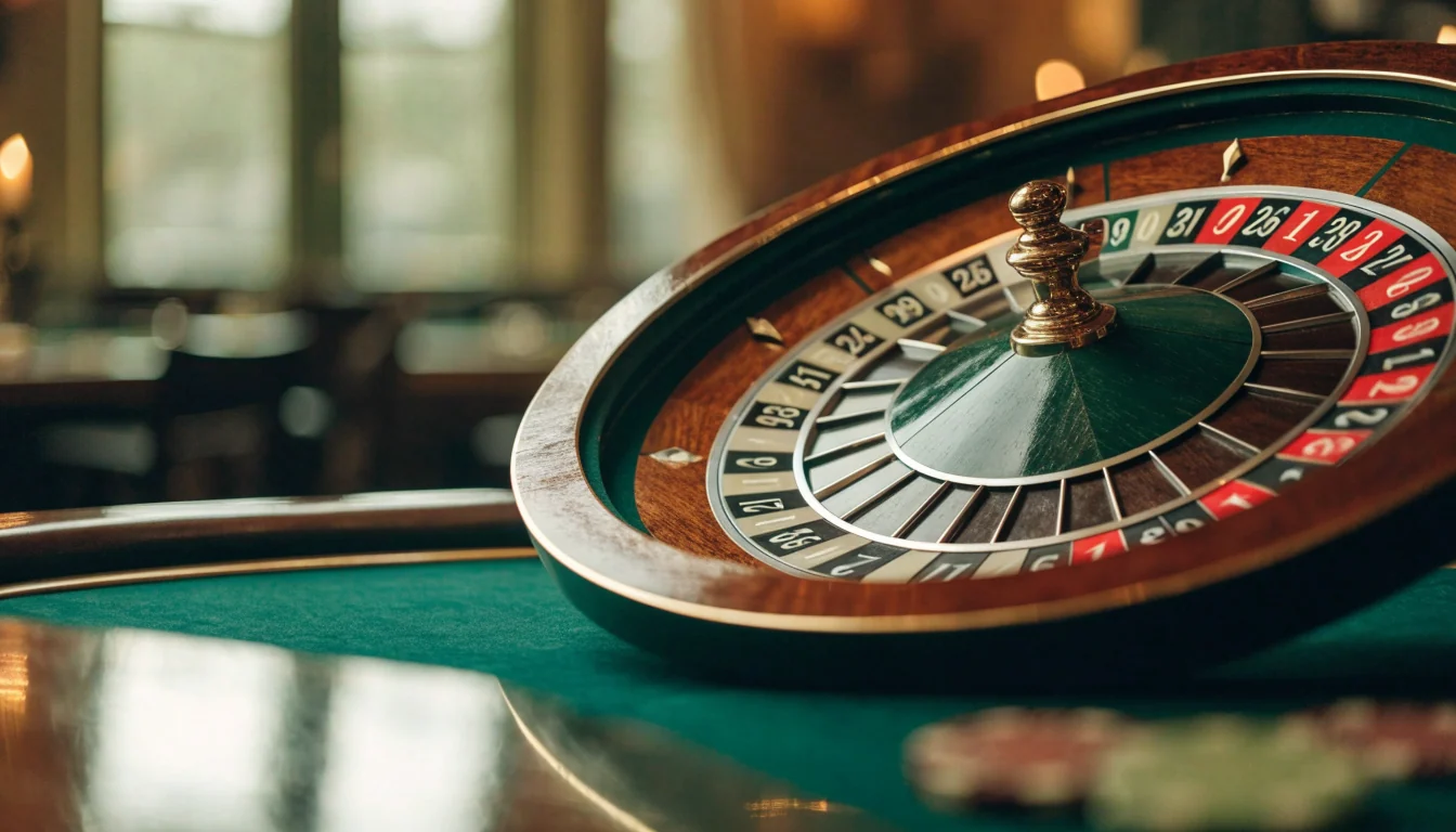 British casino roulette wheel highlighting the double-zero pocket