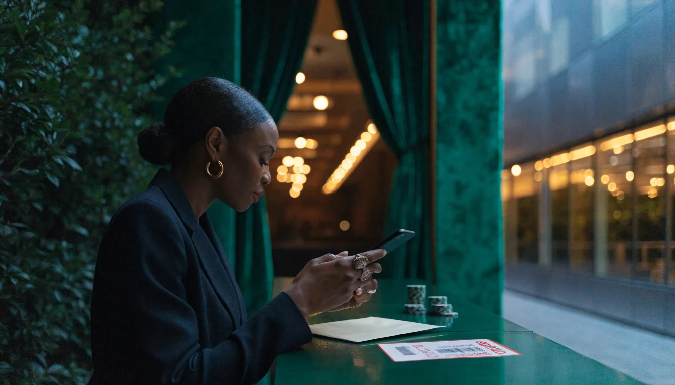 UK casino visitor with hidden phone and welcome bonus cues