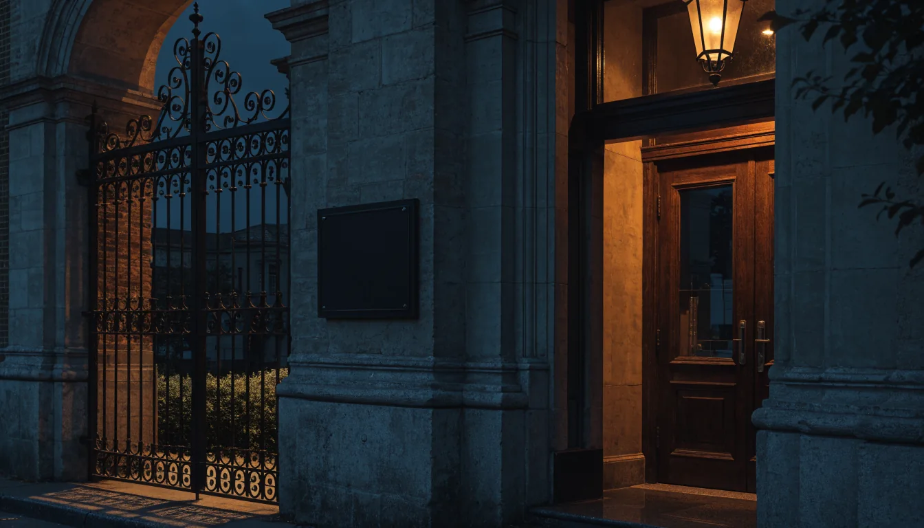 Contrast between an open casino entrance and a restricted official doorway