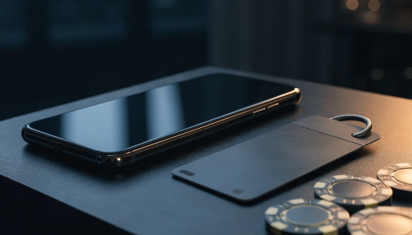 Smartphone and neutral payment card representing UK Neteller casino deposits