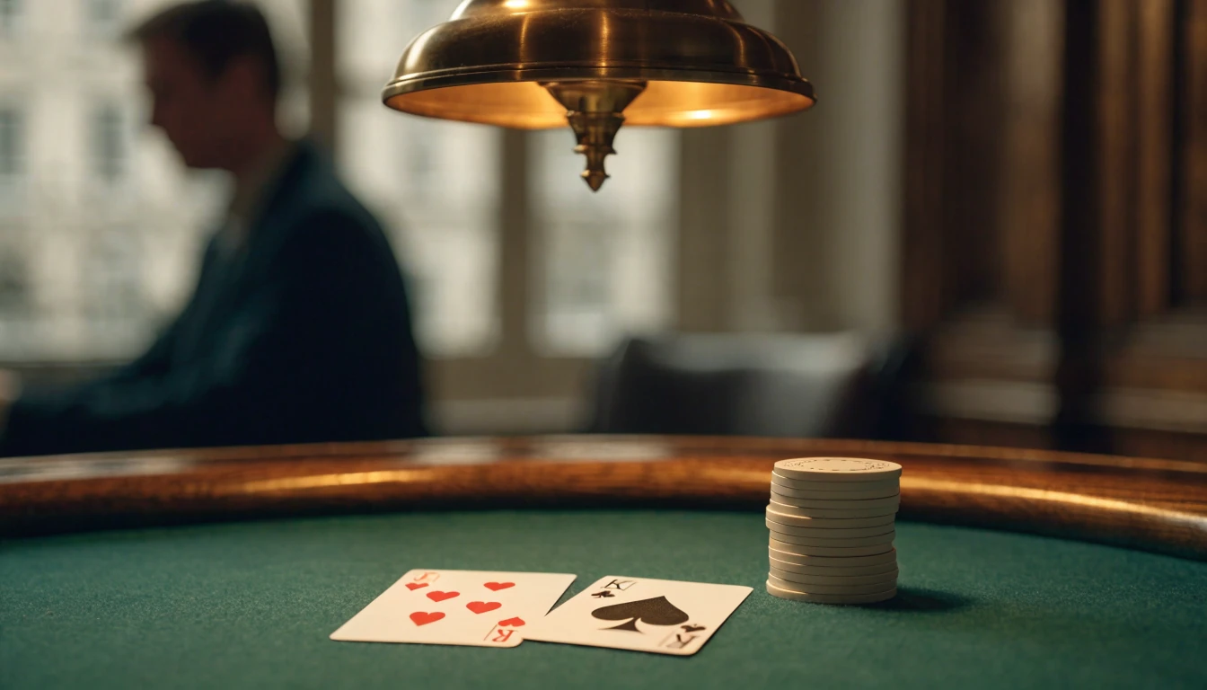 Playing cards and chips on a London casino table
